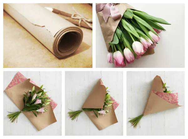 Как красиво упаковать букет цветов в гофрированную, крафт бумагу, пленку, сетку. Мастер-классы пошагово