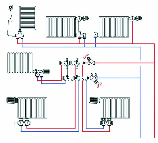 лучевая схема подключения радиаторов отопления