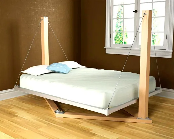 Оригинальная идея для подвесной кровати без сверления потолка