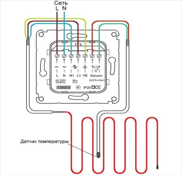 Греющий кабель для водопровода - схема подключения к терморегулятору