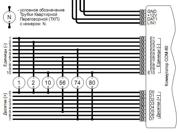 Схема кооммутатора подъездного домофона