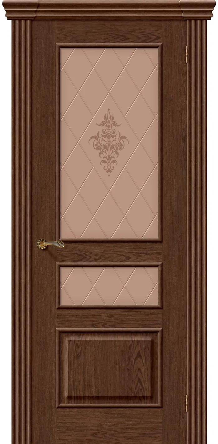 Дверь межкомнатная шпонированная «Сорренто» Виски (Шпон натуральный) остекление художественное