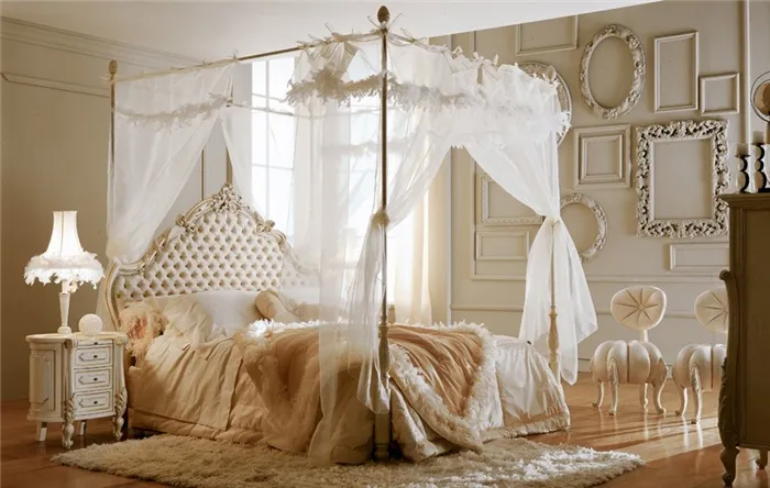 Дизайн роскошной спальни с небольшим балдахином