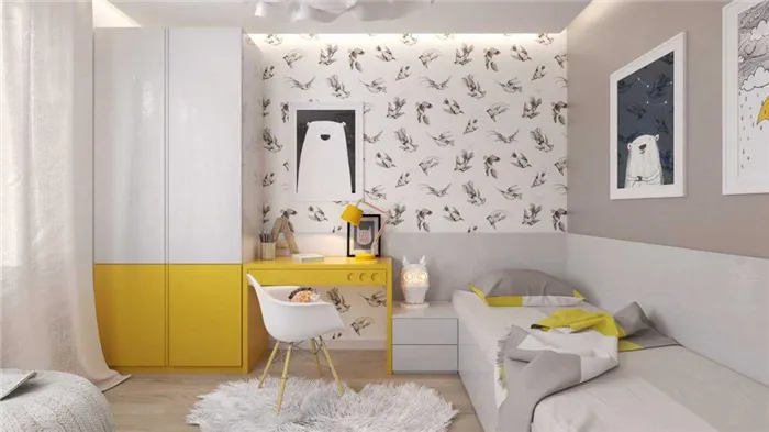 Жёлтый оттенок в интерьере комнаты