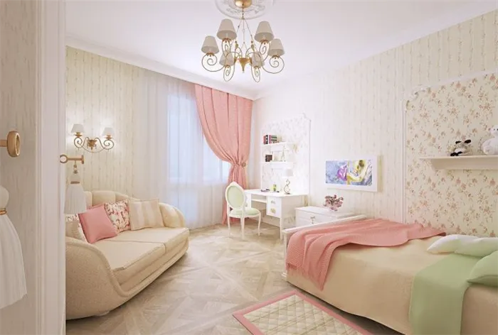 Классический дизайн комнаты для девочки