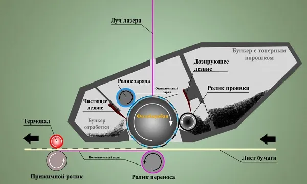 Устройство картриджа лазерного принтера