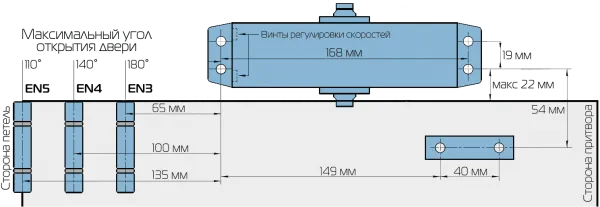 Шаблон для монтажа дверного доводчика