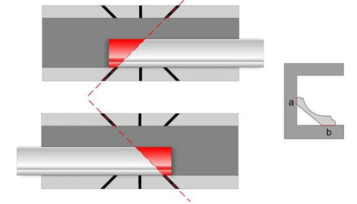 Как правильно вырезать угол на потолочном плинтусе