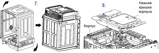 Схема снятия корпуса с посудомоечной машины при разборе своими руками в домашних условиях