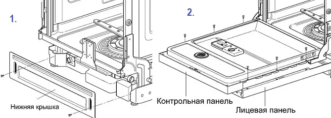 Схема снятия декоративной панели посудомоечной машины при самостоятельно разборе