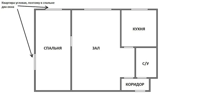 План двушки до перепланировки в удобную трешку