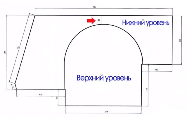 Чертеж двухуровневого натяжного потолка