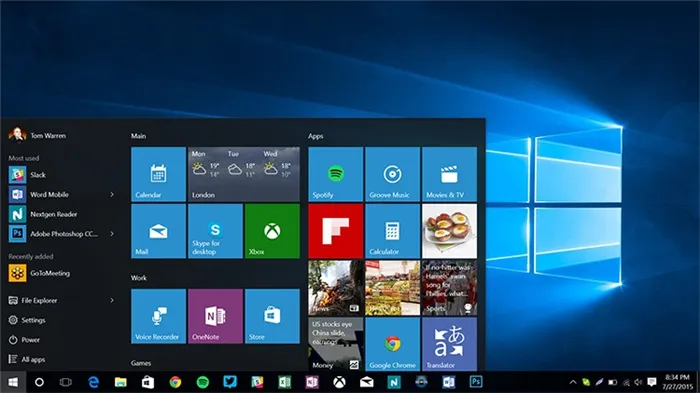 Внешний вид Windows 10