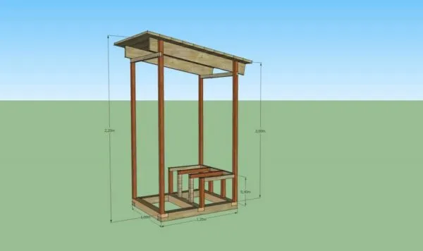 Каркас дачного туалета из дерева