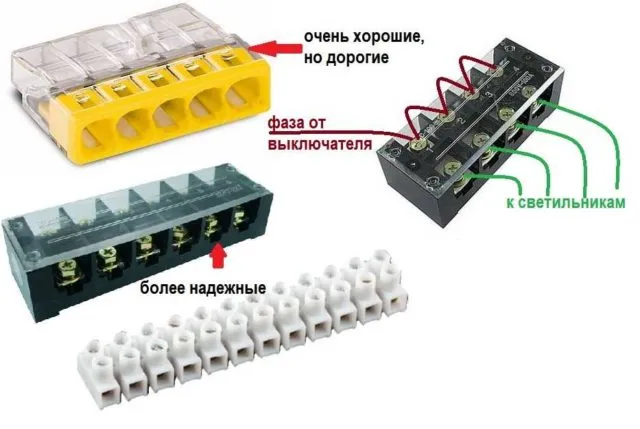 Способы соединения проводов при лучевом исполнении