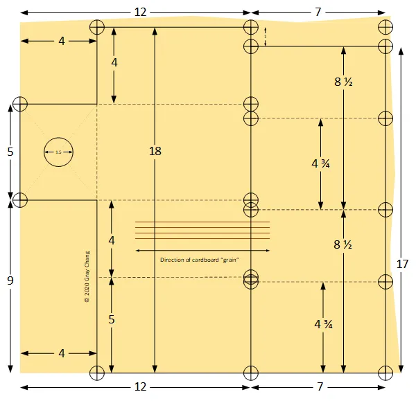 Measurements and marking points on cardboard