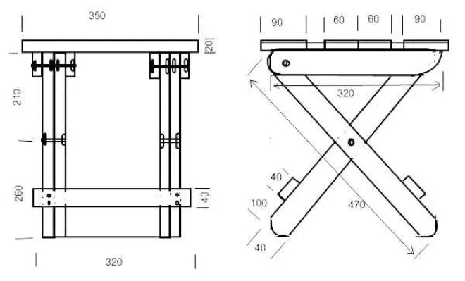 Чертеж стула табурета